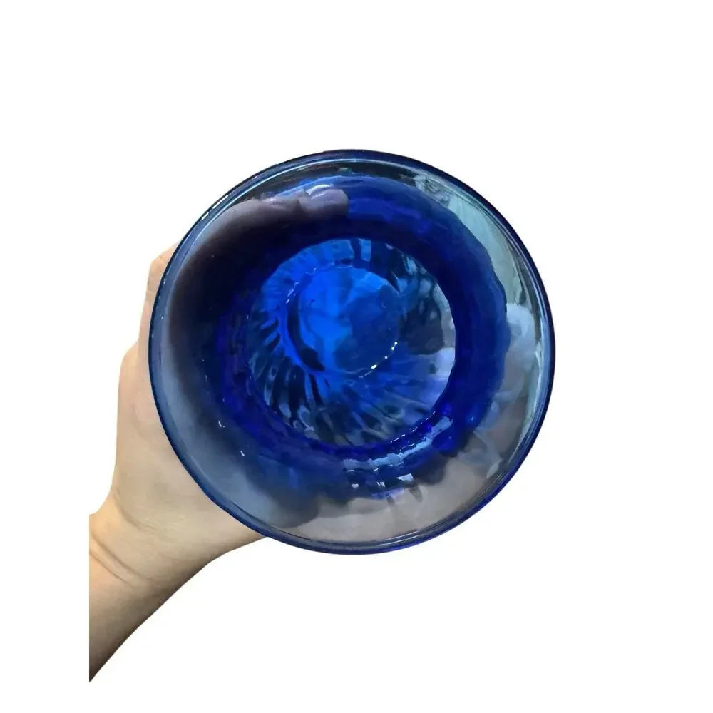 Vintage Indiana Glass Cobalt Blue Illusion Optic Swirl Pattern Vase